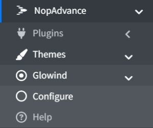 glowind nopcommerce theme admin navigation menu
