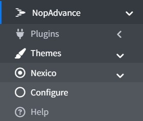 Nexico theme admin navigation menu